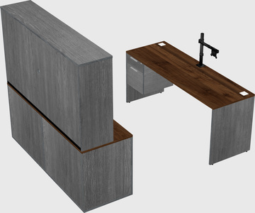 Parallel desk with credenza