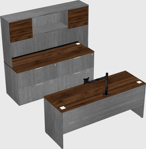 Parallel desk with credenza