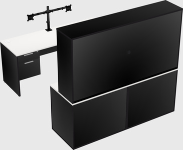 Parallel desk with credenza