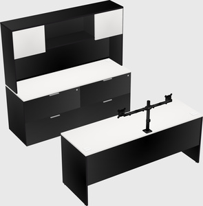 Parallel desk with credenza