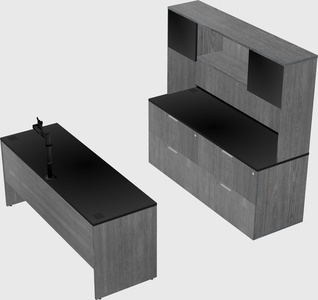 Parallel desk with credenza