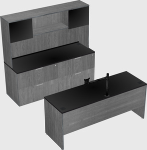 Parallel desk with credenza