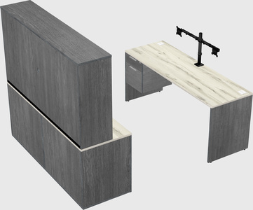 Parallel desk with credenza
