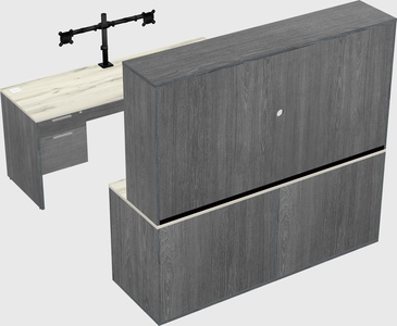 Parallel desk with credenza