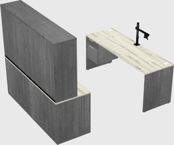 Parallel desk with credenza