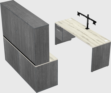 Parallel desk with credenza