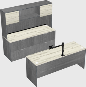 Parallel desk with credenza