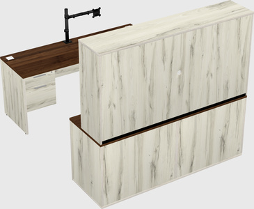 Parallel desk with credenza