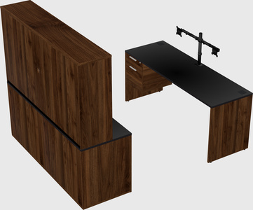 Parallel desk with credenza