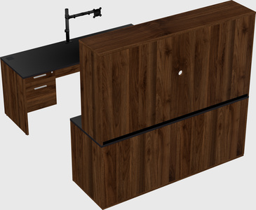 Parallel desk with credenza