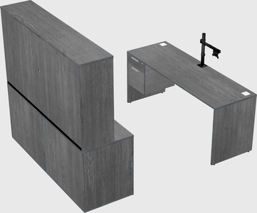 Parallel desk with credenza