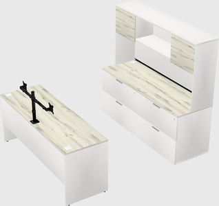 Parallel desk with credenza