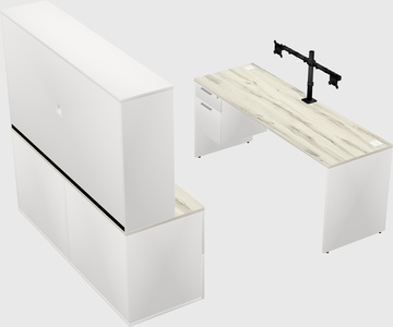 Parallel desk with credenza