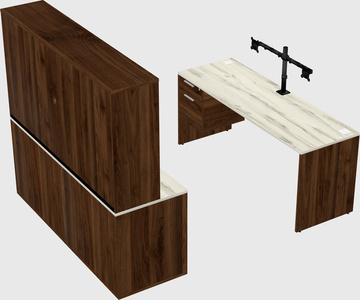 Parallel desk with credenza