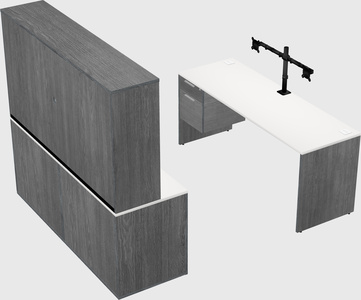 Parallel desk with credenza