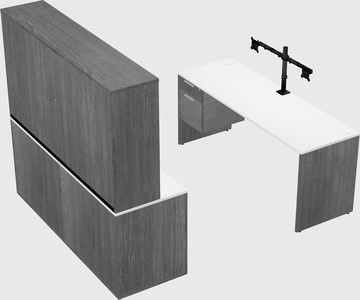 Parallel desk with credenza