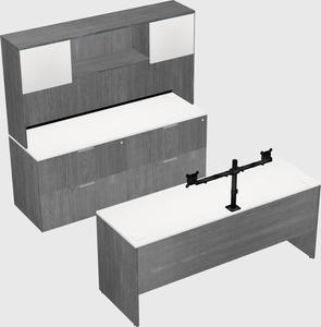 Parallel desk with credenza