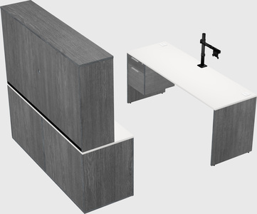 Parallel desk with credenza