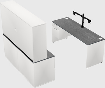 Parallel desk with credenza