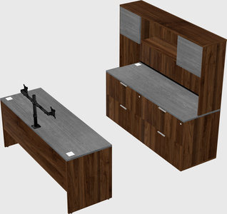 Parallel desk with credenza