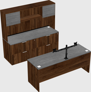 Parallel desk with credenza