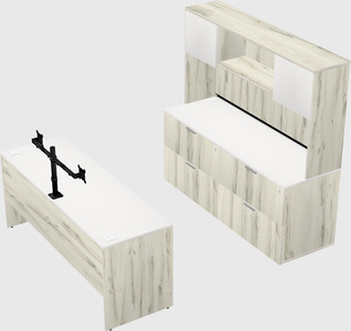 Parallel desk with credenza