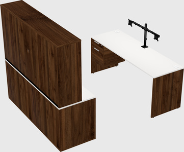 Parallel desk with credenza