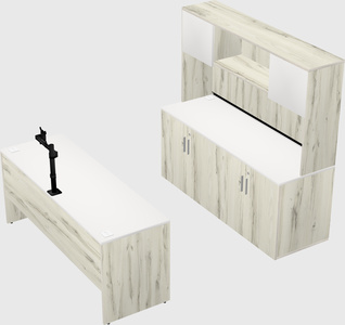 Parallel desk with credenza