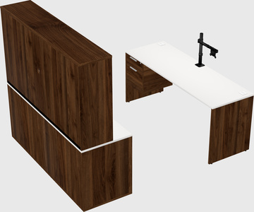 Parallel desk with credenza