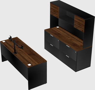 Parallel desk with credenza