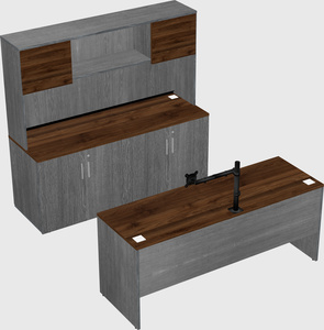 Parallel desk with credenza