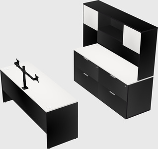 Parallel desk with credenza