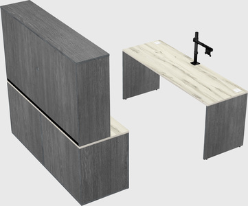 Parallel desk with credenza
