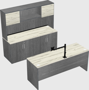 Parallel desk with credenza