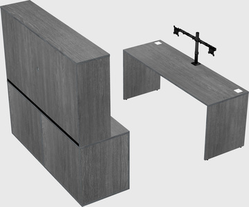 Parallel desk with credenza