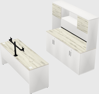 Parallel desk with credenza