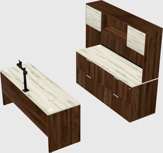 Parallel desk with credenza