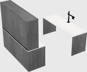 Parallel desk with credenza