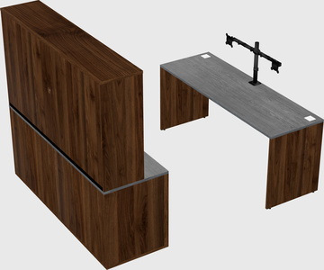Parallel desk with credenza