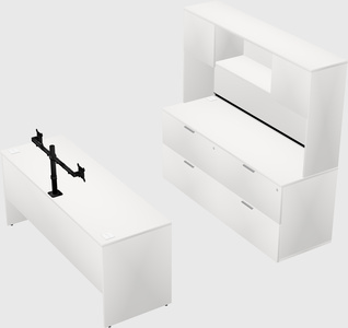 Parallel desk with credenza