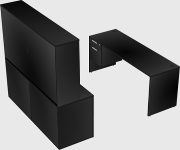 Parallel desk with credenza