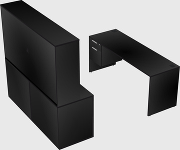 Parallel desk with credenza