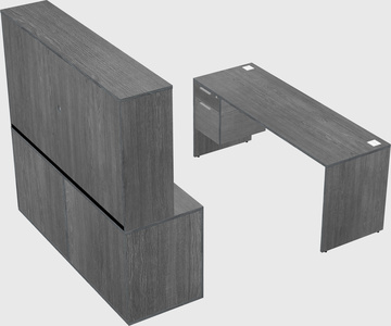 Parallel desk with credenza