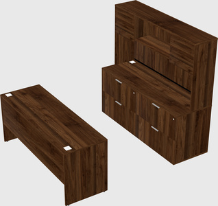 Parallel desk with credenza