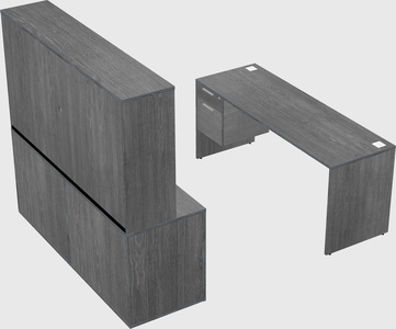 Parallel desk with credenza