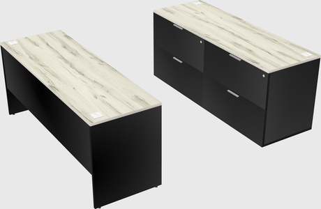Parallel desk with credenza