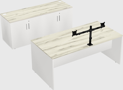 Parallel desk with credenza