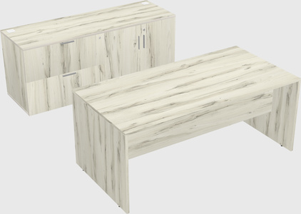 Parallel desk with credenza