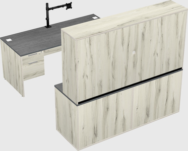 Bureau parallèle avec crédence