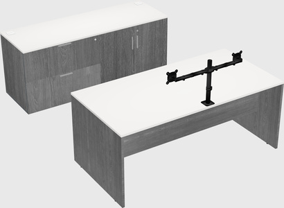 Bureau parallèle avec crédence